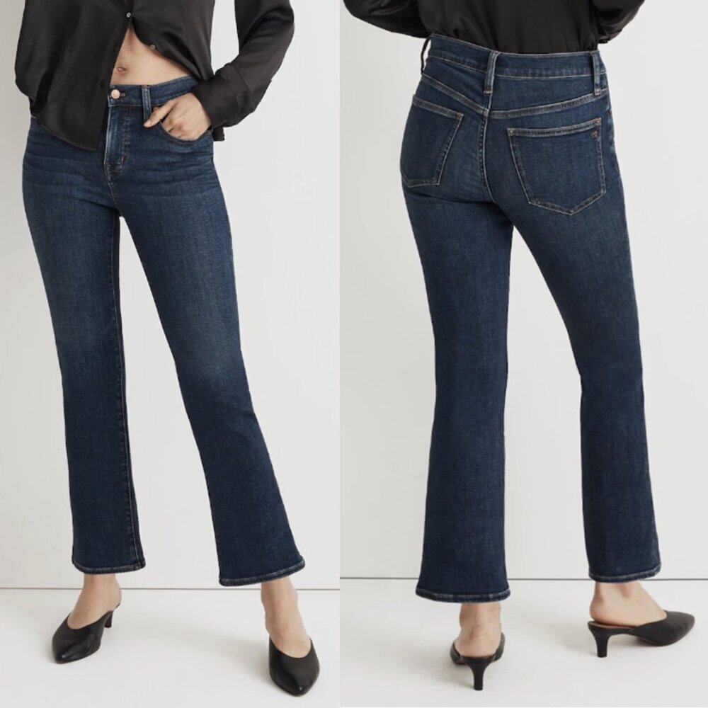 Madewell Mid-Rise Kick Out Crop Jeans in Colleton Bright Medium Blue Wash, sz 26